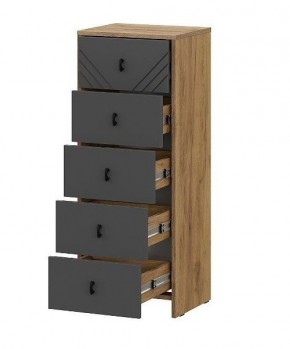 БАЙКАЛ Комод (5 ящиков) Графит/Дуб золотой в Тавде - tavda.ok-mebel.com | фото 2