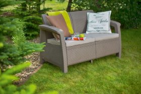 Диван пластиковый Корфу (Corfu love seat) капучино - песок в Тавде - tavda.ok-mebel.com | фото 2