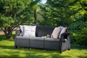 Диван пластиковый Корфу Макс (Corfu love seat max) графит в Тавде - tavda.ok-mebel.com | фото 2