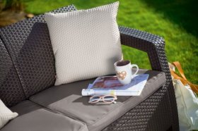 Диван пластиковый Корфу Макс (Corfu love seat max) коричневый в Тавде - tavda.ok-mebel.com | фото 3
