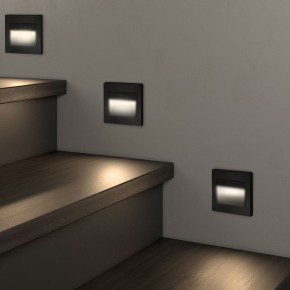 DK3050-BK Светильник встраиваемый в стену, IP 20, LED 3000, 1 Вт, черный пластик в Тавде - tavda.ok-mebel.com | фото 3