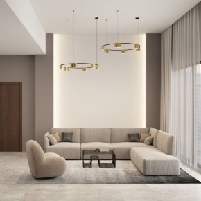 DK4067-BK+SG Подвесной светильник ORBIT, IP20, 15xGU10 LED, до 15 Вт, черный + сатинированное золото, алюминий в Тавде - tavda.ok-mebel.com | фото 4