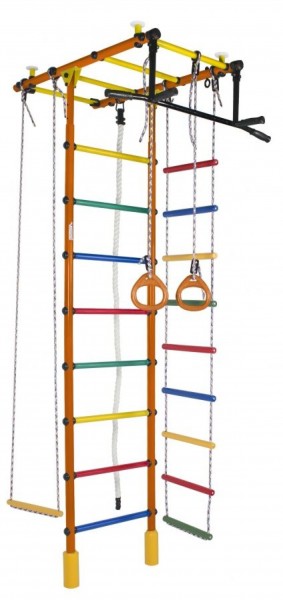 ДСК Атлант оранжевый радуга: турник, кольца, канат, трапеция, веревочная лестница в Тавде - tavda.ok-mebel.com | фото