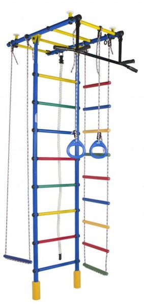 ДСК Атлант цв.синий радуга: турник, кольца, канат, трапеция, веревочная лестница в Тавде - tavda.ok-mebel.com | фото