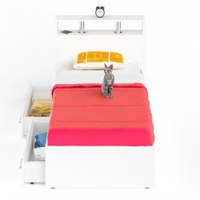 Камелия Кровать с ящиками 0900, цвет белый, ШхГхВ 93,5х217х78,2 см., сп.м. 900х2000 мм., без матраса, основание есть в Тавде - tavda.ok-mebel.com | фото 4