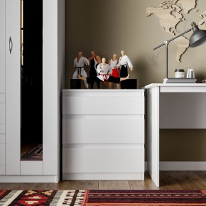 Комод КАСТОР с тремя ящиками, цвет белый в Тавде - tavda.ok-mebel.com | фото 3