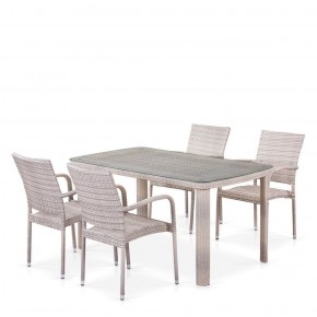 Комплект плетеной мебели T256C/Y376C-W85 Latte (4+1) + подушки на стульях в Тавде - tavda.ok-mebel.com | фото