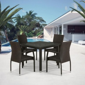 Комплект плетеной мебели T257A/YC379A-W53 Brown (4+1) + подушки на стульях в Тавде - tavda.ok-mebel.com | фото 1