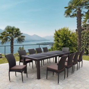 Комплект плетеной мебели T438/Y380A-W53 Brown (10+1) в Тавде - tavda.ok-mebel.com | фото