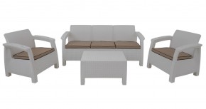 Комплект уличной мебели Yalta Premium Terrace Triple Set (Ялта) белый (+подушки под спину) в Тавде - tavda.ok-mebel.com | фото