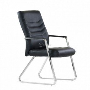 Кресло Barneo K-25 для посетителей и переговорных (хром, черная экокожа) в Тавде - tavda.ok-mebel.com | фото