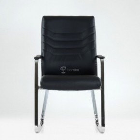 Кресло Barneo K-25 для посетителей и переговорных (хром, черная экокожа) в Тавде - tavda.ok-mebel.com | фото 2
