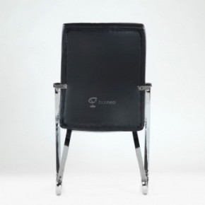 Кресло Barneo K-25 для посетителей и переговорных (хром, черная экокожа) в Тавде - tavda.ok-mebel.com | фото 3