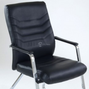 Кресло Barneo K-25 для посетителей и переговорных (хром, черная экокожа) в Тавде - tavda.ok-mebel.com | фото 4