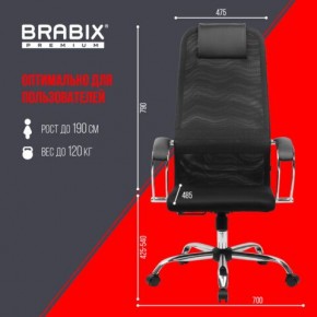 Кресло BRABIX PREMIUM "Ultimate EX-800" хром, плотная двойная сетка Х2, черное, 532911 в Тавде - tavda.ok-mebel.com | фото 6