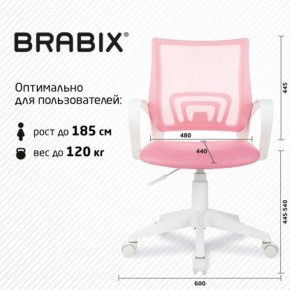 Кресло BRABIX "Fly MG-396W", с подлокотниками, пластик белый, сетка, розовое, 533008 в Тавде - tavda.ok-mebel.com | фото 5