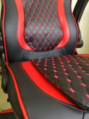 Кресло геймерское Barneo K-37 (черная экокожа красные вставки) в Тавде - tavda.ok-mebel.com | фото