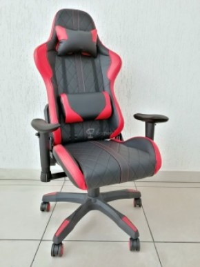 Кресло геймерское Barneo K-52 (черная экокожа красные вставки) в Тавде - tavda.ok-mebel.com | фото