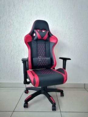 Кресло геймерское Barneo K-53 (черная экокожа красные вставки) в Тавде - tavda.ok-mebel.com | фото