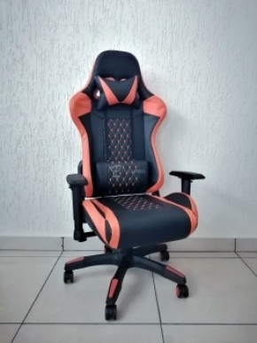 Кресло геймерское Barneo K-53 (черная экокожа оранжевые вставки) в Тавде - tavda.ok-mebel.com | фото