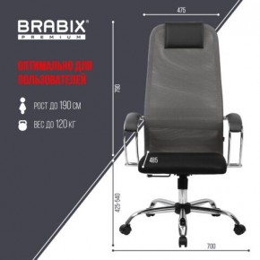 Кресло офисное BRABIX PREMIUM "Ultimate EX-800" хром, плотная двойная сетка Х2, черное/серое, 532912 в Тавде - tavda.ok-mebel.com | фото 3