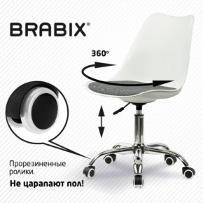 Кресло стул BRABIX "Eames MG-310 CH", хром, пластик белый, ткань серая, 532924 в Тавде - tavda.ok-mebel.com | фото 7