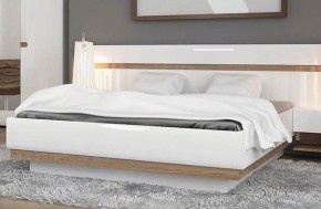Кровать 140/TYP 91-01 с подъемником, LINATE ,цвет белый/сонома трюфель в Тавде - tavda.ok-mebel.com | фото