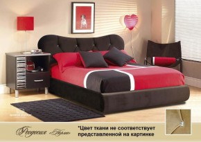 Кровать 1400 Феодосия со стразами в ткани "Конфетти кофе" (коричневый) серия Норма (+основание на опорах) в Тавде - tavda.ok-mebel.com | фото