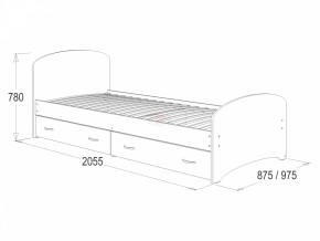 Кровать-6 одинарная с 2-мя ящиками (800*2000) в Тавде - tavda.ok-mebel.com | фото 2