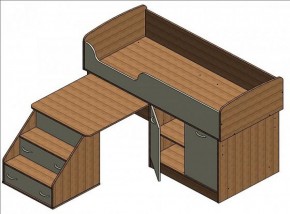 Кровать-чердак "Дюймовочка-2" Дуб молочный/орех в Тавде - tavda.ok-mebel.com | фото 2