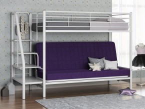 Кровать двухъярусная с диваном "Мадлен-3" (Белый/Фиолетовы) в Тавде - tavda.ok-mebel.com | фото 1