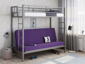 Кровать двухъярусная с диваном "Мадлен" (Серый/Фиолетовый) в Тавде - tavda.ok-mebel.com | фото