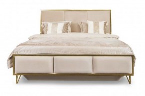 Кровать Lara 1600 с мягким изголовьем + основание (белый глянец) в Тавде - tavda.ok-mebel.com | фото