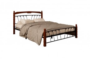 Кровать "Муза 1" КМД10  Черная (1400*2000) (ножки-махагон) с коваными изделиями в Тавде - tavda.ok-mebel.com | фото