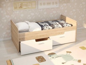Кровать Умка К-001 + ящики (Дуб Сонома/Белый глянец) в Тавде - tavda.ok-mebel.com | фото