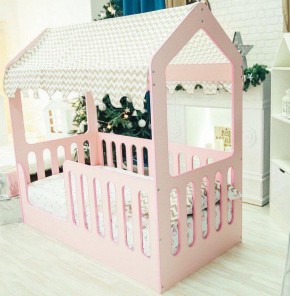 Кровать-домик без ящика 800*1600 (Розовый) в Тавде - tavda.ok-mebel.com | фото