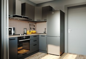 Кухня угловая Антрацит 2200х1000 (Стол. 38мм) в Тавде - tavda.ok-mebel.com | фото