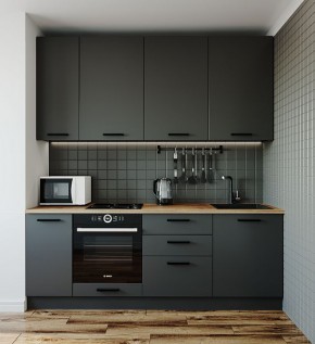 Кухонный гарнитур Антрацит 2200 (Стол. 26мм) в Тавде - tavda.ok-mebel.com | фото