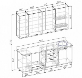 Кухонный гарнитур Антрацит 2200 (Стол. 26мм) в Тавде - tavda.ok-mebel.com | фото 3