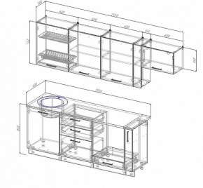 Кухонный гарнитур Антрацит 2550 (Стол. 26мм) в Тавде - tavda.ok-mebel.com | фото 2