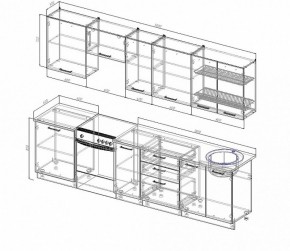 Кухонный гарнитур Антрацит 3000 (Стол. 26мм) в Тавде - tavda.ok-mebel.com | фото 2