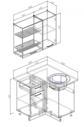 Кухонный гарнитур угловой Муссон 1000х1000 (Стол. 38мм) в Тавде - tavda.ok-mebel.com | фото 2