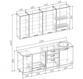 Кухонный гарнитур Вегас 2200 h950 (Стол. 26мм) в Тавде - tavda.ok-mebel.com | фото 2