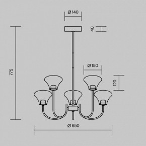 Люстра на штанге Maytoni Dynasty MOD402PL-L20BS3K в Тавде - tavda.ok-mebel.com | фото 6