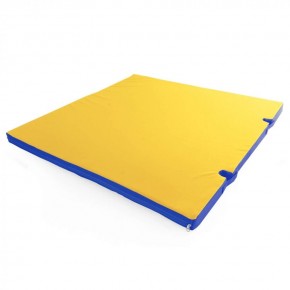 Мат гимнастический 1х1х0,08м с вырезом под стойки цв. синий-желтый в Тавде - tavda.ok-mebel.com | фото 1