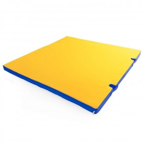 Мат гимнастический 1х1х0,05м с вырезом под стойки цв. синий-желтый в Тавде - tavda.ok-mebel.com | фото 1
