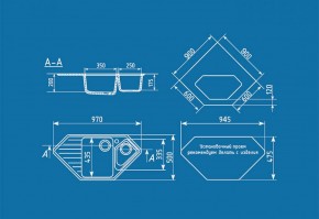 Мойка кухонная ULGRAN U-409 (970*500) в Тавде - tavda.ok-mebel.com | фото 2