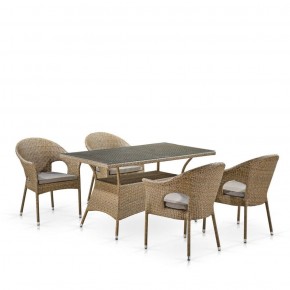 Обеденный комплект плетеной мебели T198B/Y79B-W56 Light Brown (4+1) в Тавде - tavda.ok-mebel.com | фото