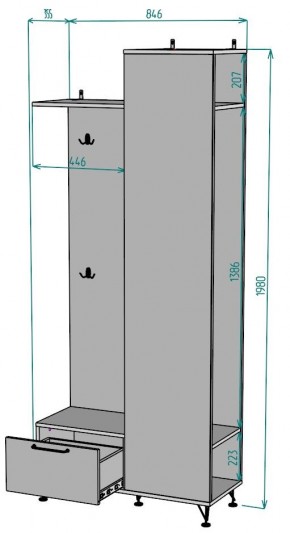 Прихожая с зеркалом Лофт V22_M в Тавде - tavda.ok-mebel.com | фото 2