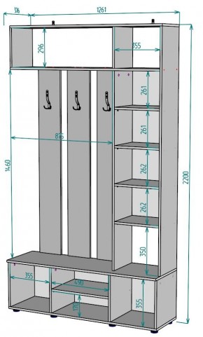 Прихожая с зеркалом V19_M в Тавде - tavda.ok-mebel.com | фото 2